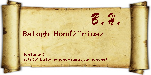 Balogh Honóriusz névjegykártya